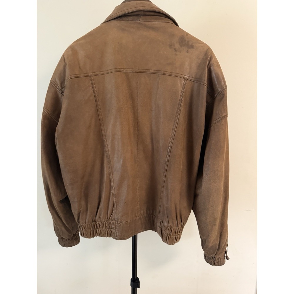 Vintage Wilsons Adventure Bound leather bomber jacket Men L Brown Insulated Zip - Picture 2 of 12